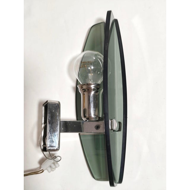Wall Sconce with Smoked Glass. Italy, 1970s For Sale - Image 6 of 13