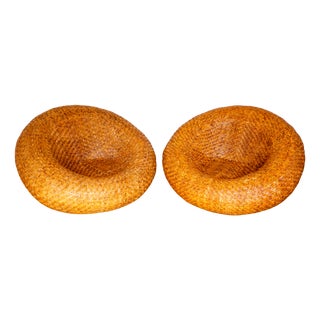 Sculptural French Mushroom Lounge Chairs in Rattan, 1970s, Set of 2 For Sale