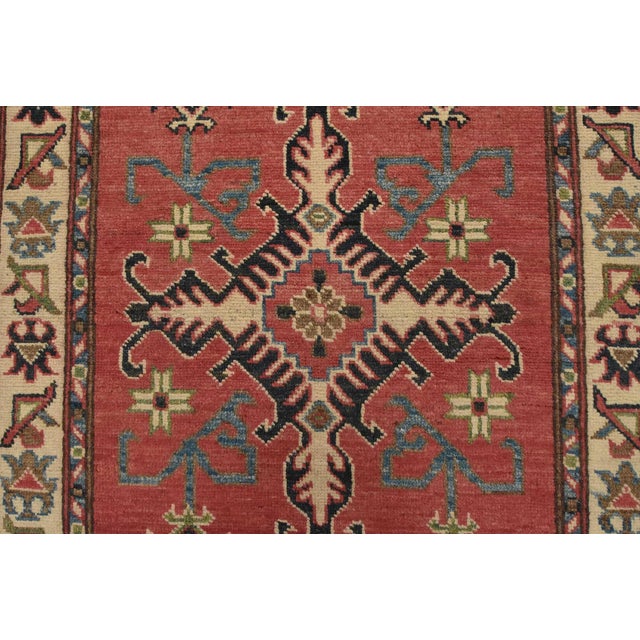 Red Kazak Runner 2’8” X 9’9” Red Wool Tribal Hand-Knotted Oriental Rug For Sale - Image 8 of 13