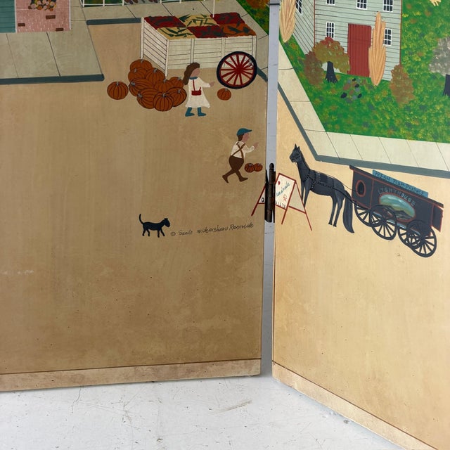 Folk Art Hand Painted Antique Folk Art Screen by Sandi Wickersham Resnick For Sale - Image 3 of 11