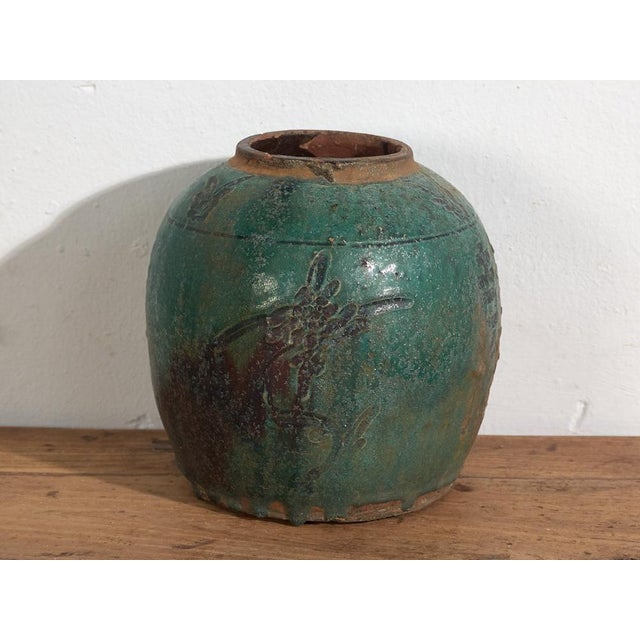 Green Antique Chinese Ceramic Vase For Sale - Image 8 of 9