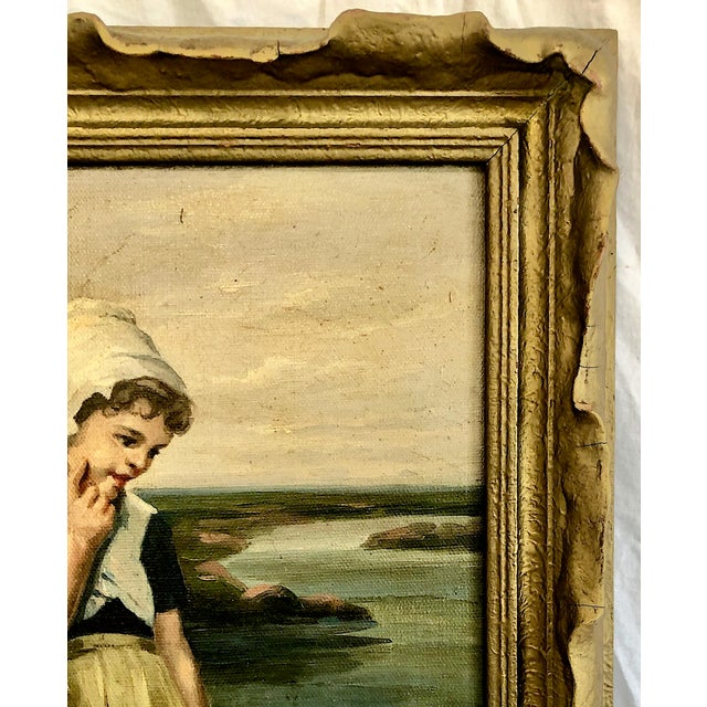Vintage Dutch Country Scene With Girl For Sale - Image 4 of 7
