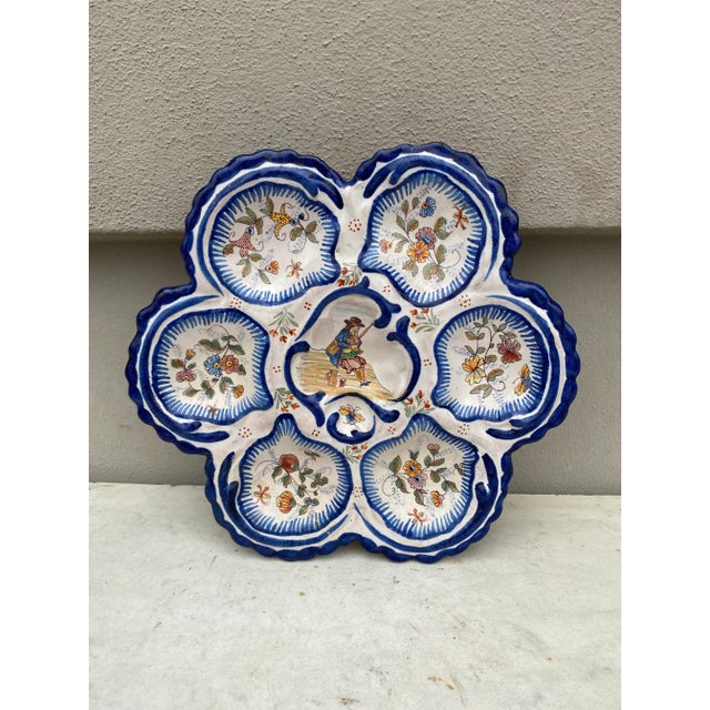 19th Century French Faience Breton Oyster Plate Malicorne For Sale In Austin - Image 6 of 6