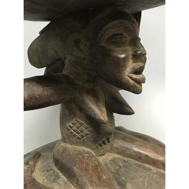 Brown African Art Luba Female Caryatid Stool For Sale - Image 8 of 11