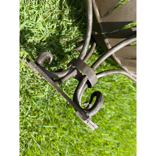 Vintage Wrought Iron Leaf Form Pedestal Centerpiece Bowl For Sale - Image 11 of 12