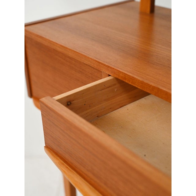 Wood Scandinavian Teak Dressing Table with Reclining Mirror, 1960s For Sale - Image 7 of 9