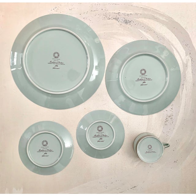 Haviland & Co. William Celadon Platinum Decorated Contemporary Place Setting by Robert Haviland & C. Parlon Limoges - Set of 5 For Sale - Image 4 of 7
