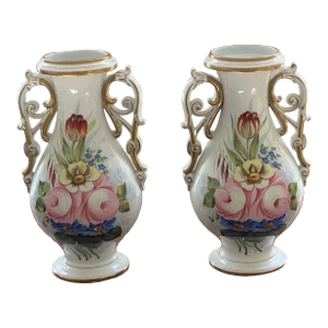 Vintage Hand Painted Vase— a Pair