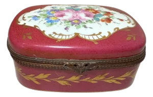 Large Antique 19th Century Hand Painted French B. Altman Porcelain Dresser Box