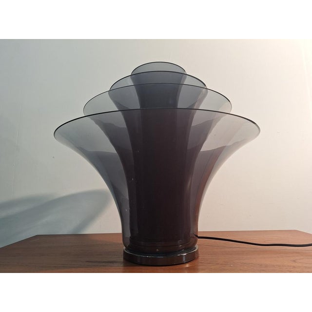 Petal Table Lamp with 4 Fume Glasses and Floral Motifs For Sale - Image 4 of 17