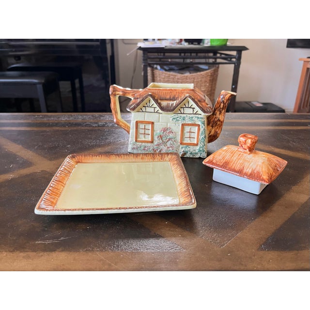 1950s Vintage 1950s Keele St. Pottery Cottage Teapot Set For Sale - Image 5 of 10
