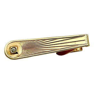 1950s Mid-Century Hollywood Regency Boho Chic Sunburst With a Rhinestone Tie Clip For Sale