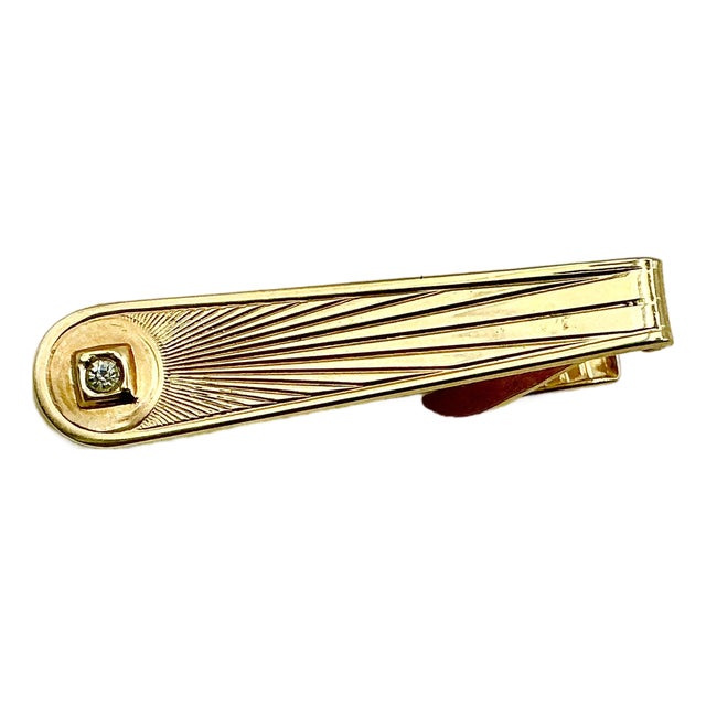 1950s Mid-Century Hollywood Regency Boho Chic Sunburst With a Rhinestone Tie Clip For Sale
