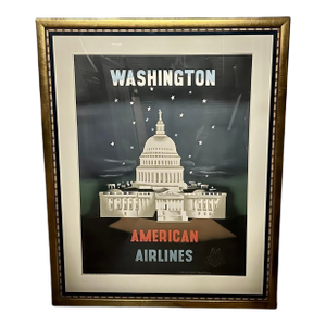 Edward McKnight Kauffer Ca. 1950 American Airlines Washington d.c. Capitol Poster