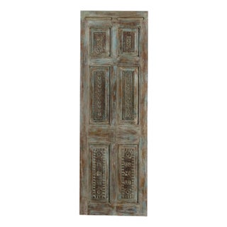 Vintage Carved Wood French Floral Sliding Barn Door For Sale