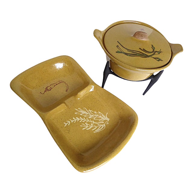 1956 Glidden Pottery Set, Sergio Dello Strologo / Fong Chow, Alfred Buffetware - 3 pcs For Sale
