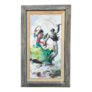 Vintage Original Painting of Flamenco Dancers by Alberto Ruiz Vela For Sale
