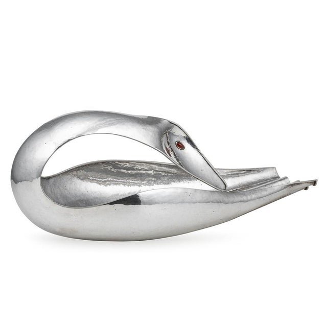 Italian Silver Baguette Tray in the form of Swan by Finzi, 1970s For Sale - Image 16 of 16