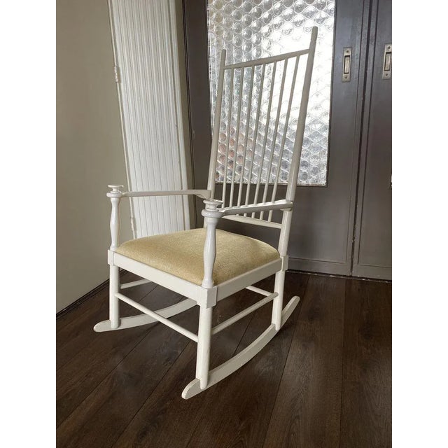 Cream Scandinavian Rocking Chair by Karl Axel Adolfsson for Gemla, 1950s For Sale - Image 8 of 10