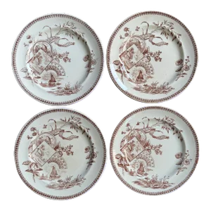 1880s New Wharf Pottery Co. England Transferware Tennyson Plates - Set of 4