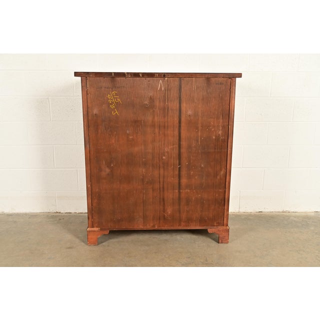 Century Furniture Georgian Carved Flame Mahogany Serpentine Front Five-Drawer Highboy Dresser | Circa 1950s For Sale - Image 14 of 15