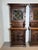 Wood Antique Neo-Renaissance Oak Display Cabinets with Stained Glass, Set of 2 For Sale - Image 7 of 8