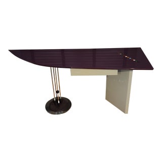 1980s Vintage Postmodern "Maurizio Saporiti" Chrome & Lacquer Console Table For Sale