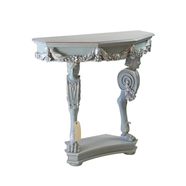 Pair of Vintage Silver and Gray Rococo-Style Side Tables/Console Tables For Sale In New York - Image 6 of 12