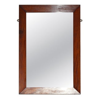 Antique English Georgian Wall-Mounted Mirror with Bevelled Hardwood Frame For Sale