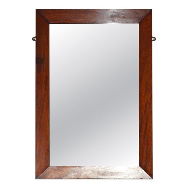 Antique English Georgian Wall-Mounted Mirror with Bevelled Hardwood Frame For Sale