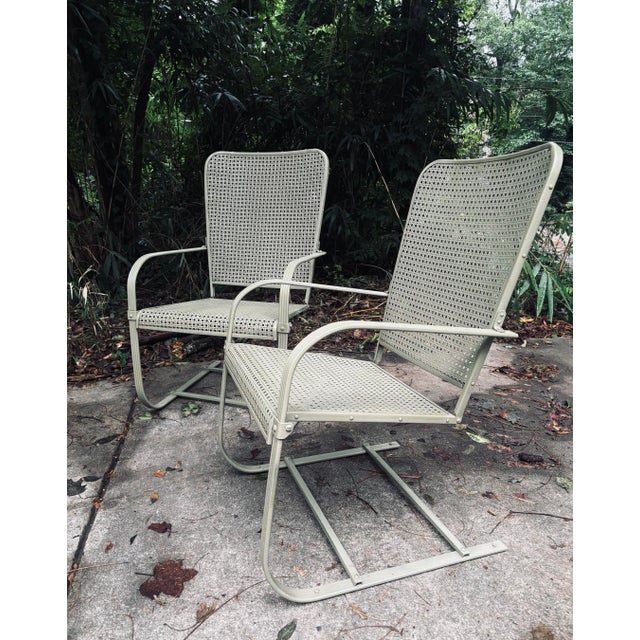 Mid 20th Century Mid 20th Century Modern Iron Porch Rockers - A Pair For Sale - Image 5 of 9