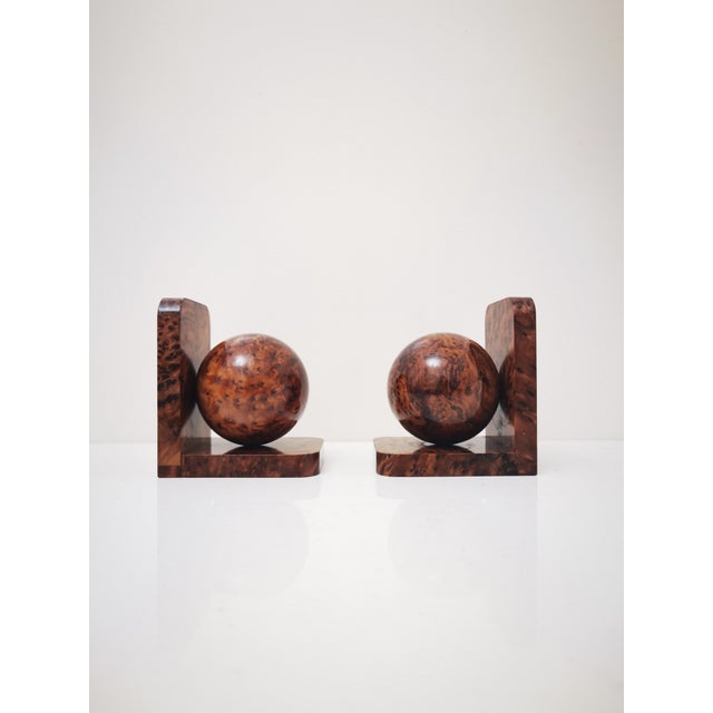 Art Deco Art Deco Bookends in Polished Burl Wood - a Pair For Sale - Image 3 of 7