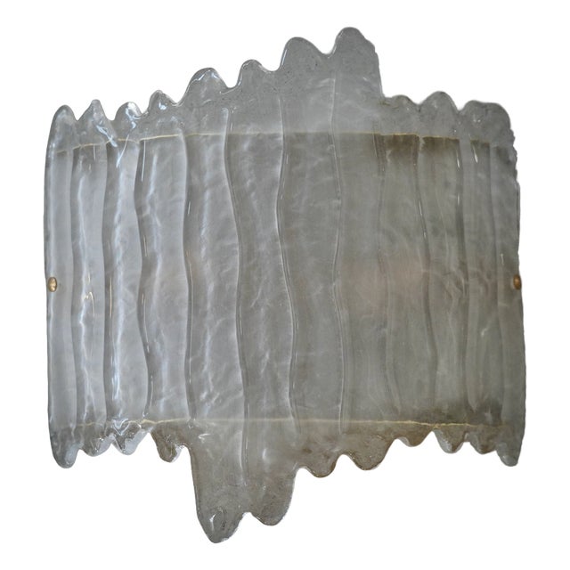 Vintage Art Deco Murano Art Glass Sand Blasted Wall Light, 2000 For Sale
