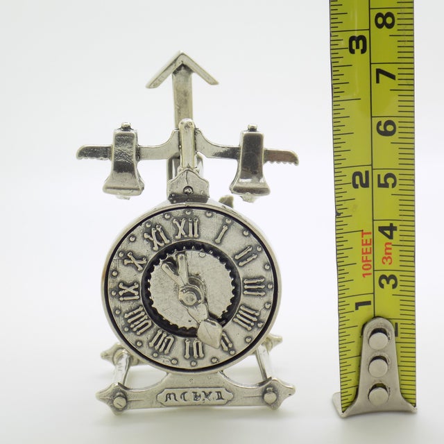Large Vintage Italian Silver 800 English Clock Figurine from Arezzo, 1980s For Sale - Image 13 of 14