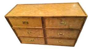 Woven Rattan Faux Bamboo Dresser