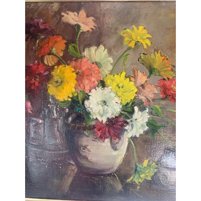 Vibrant Floral Still Life Oil Painting by Jennie Thatcher Crawford, Framed For Sale - Image 9 of 13