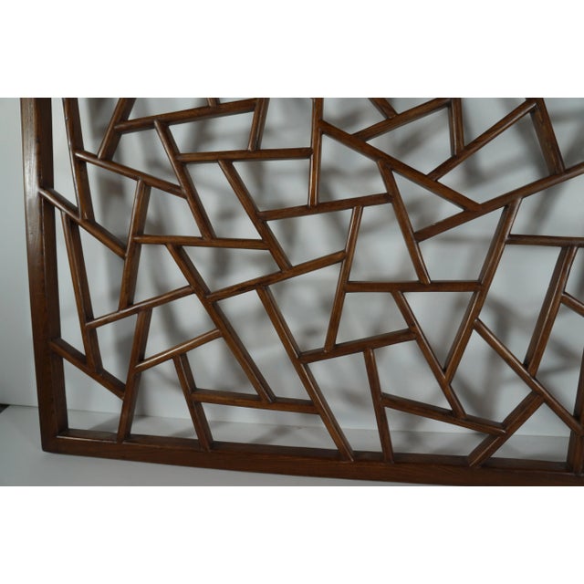 Wall Hanging Square Hardwood Window Panel in Cracked Ice Design For Sale - Image 9 of 10