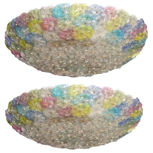 Venetian Flower Glass Ceiling Light by Barovier e Toso, 1950s For Sale - Image 10 of 10