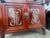 Red Vintage Chinese Cabinet With White Floral Inlay & Mirrored Doors – Statement Piece For Sale - Image 8 of 9