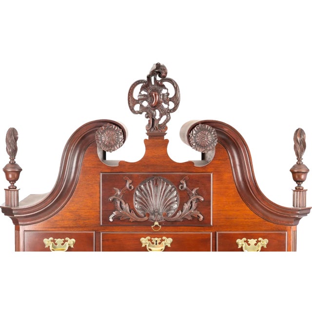 Chippendale Late 20th Century Baker Colonial Williamsburg Collection Chippendale Mahogany Highboy "Rare" For Sale - Image 3 of 10
