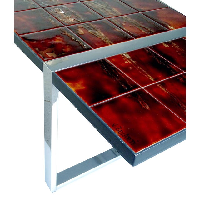Silver Large Vintage Space Age Ceramic Tiles Table from Belarti For Sale - Image 8 of 13