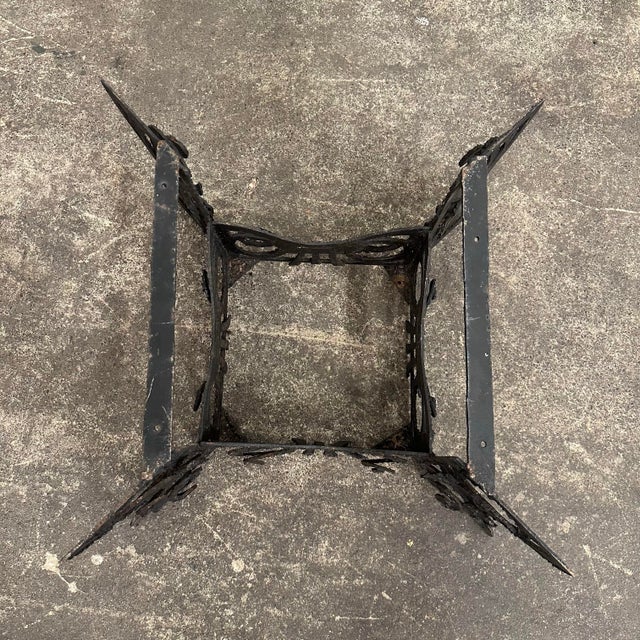 Black Brutalist Whimsical Torch Cut Side Table Smoked Glass Sculpted Metal For Sale - Image 8 of 12