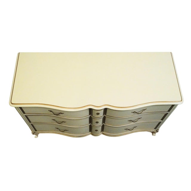 Drexel Furniture Touraine Collection Custom Cream Pained Country French Provincial 54" Double Dresser 200-120-1 For Sale - Image 11 of 15