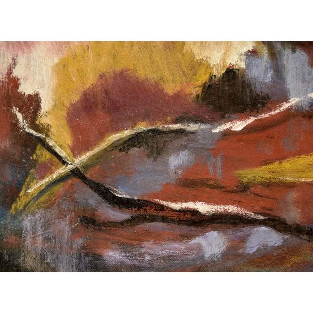 "Autumn Nocturne" - Abstracted Forest Landscape in Oil on Artist's Board by Claire Weist For Sale - Image 4 of 7