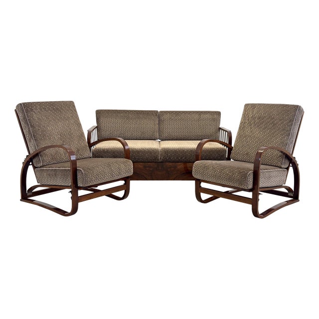 Art Deco Lounge Suite by Jindřich Halabala for Up Závody, 1930s, Set of 3 For Sale