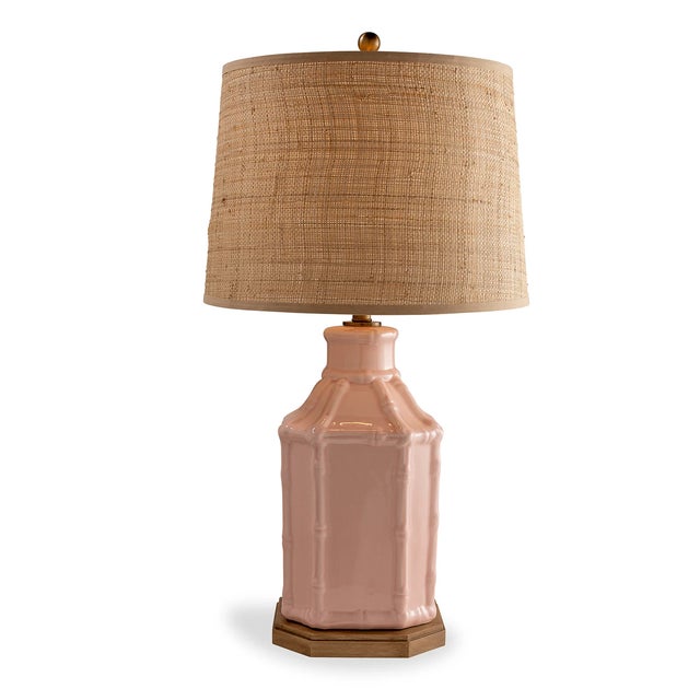 English Amelia Pink Bamboo Birdcage Lamp with Raffia Shade For Sale - Image 3 of 7