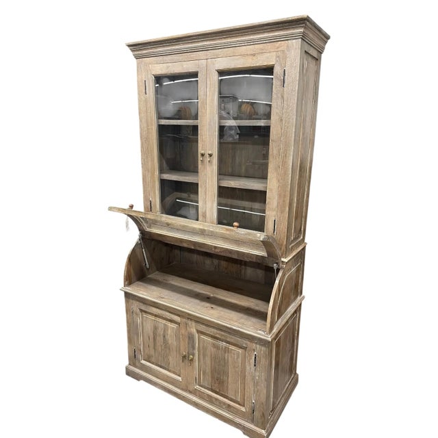 2020s Coastal Cottage Curved Glass Kitchen Cupboard For Sale - Image 5 of 8