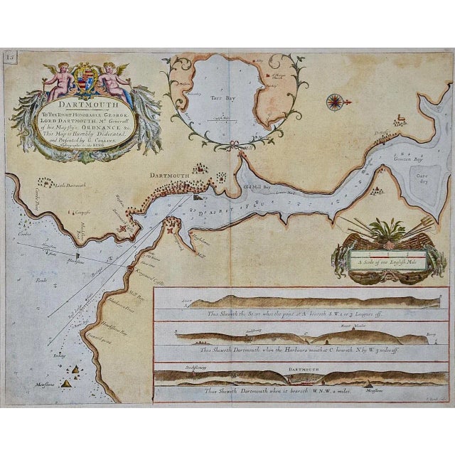 This hand-colored sea chart of the area around Dartmouth, England is from "Great Britain's Coasting Pilot. Being a New and...