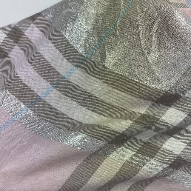 Burberry Pink Plaid 100% Cashmere Scarf For Sale - Image 9 of 9