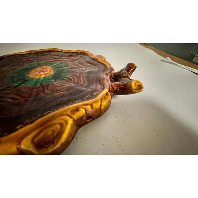 1970s Green and Brown Color Serving Tray in Ceramic, France, 1970s For Sale - Image 5 of 8